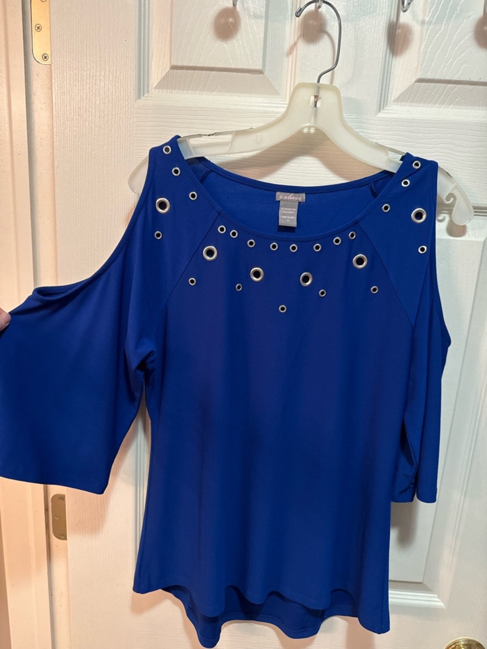 Cobalt Blue Cold-Shoulder Grommet Top size medium
